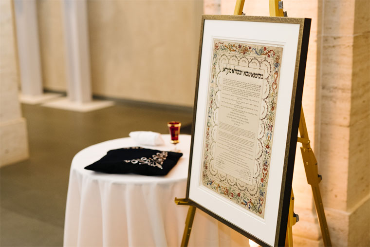 A signed and framed ketubah